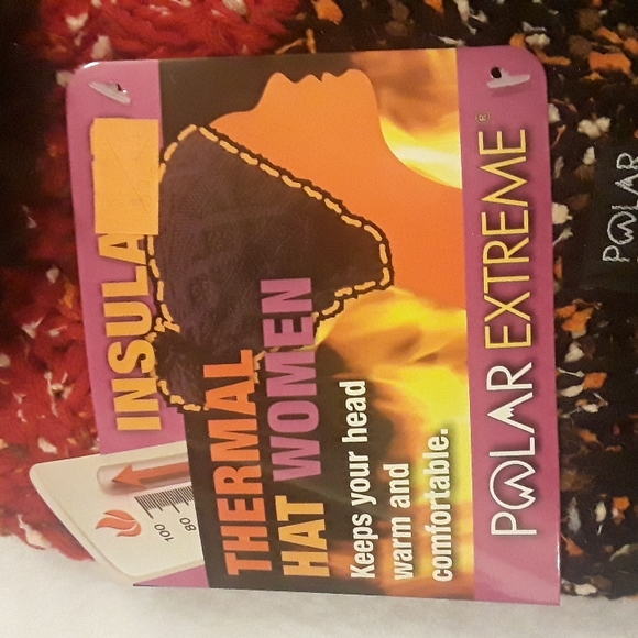 Polar Extreme.. Insulated Thermal hat/beanie..OS..Black & Red Multi color - Picture 2 of 7